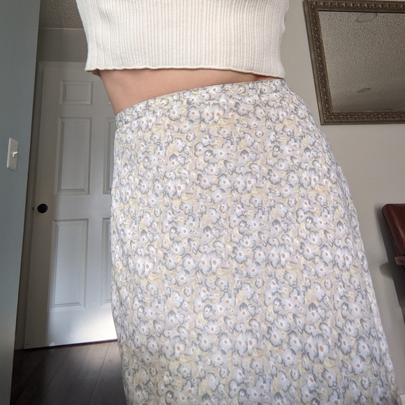VINTAGE Floral Long Maxi Skirt Yellow Blue - Picture 4 of 14